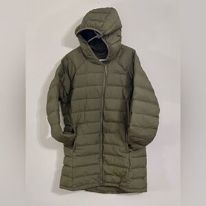 Mountain Hardwear Olive Hooded Long Puffer Coat